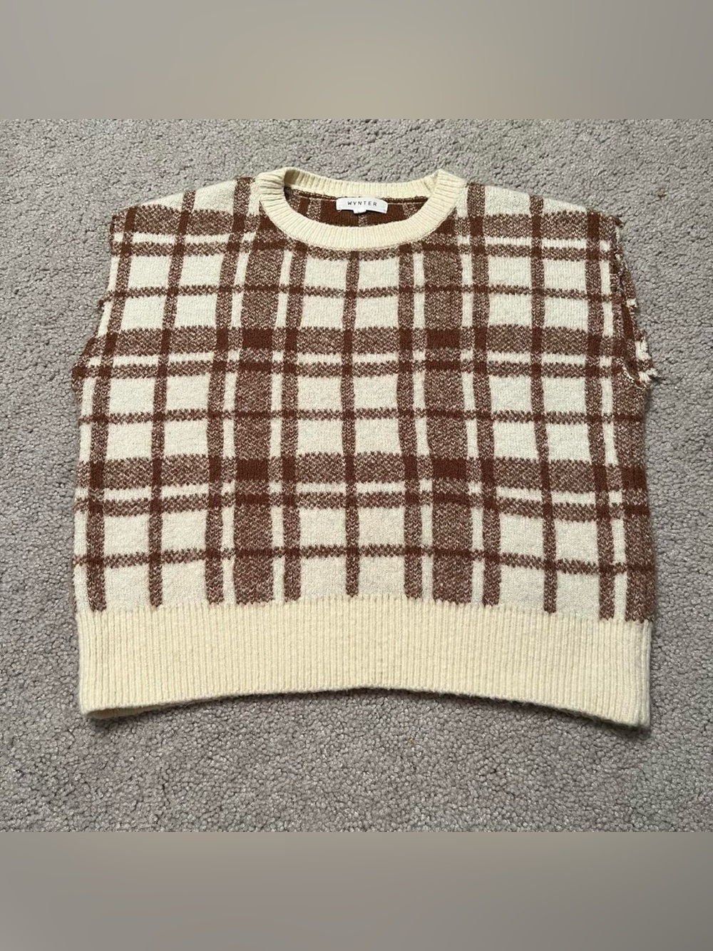 Wynter brown + ivory plaid sweater vest